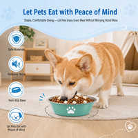 Bol antidérapant en acier inoxydable pour animaux de compagnie avec anneau de base en caoutchouc - Gamelle anti-renversement pour chiens et chats, idéal pour l'alimentation des grands chiens