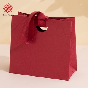 Baoren Customized <b>Thick</b> Thank You Costum PaperBag Private Label Burgundy Premium Paperbag Custom Logo High Quality <b>Paper</b> Bag - Product Image 5