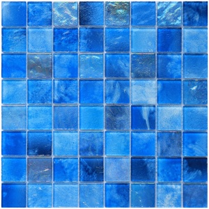 Mosaicos de Vidrio para Piscina, Mosaico de Vidrio Iridiscente Azul Esmerilado para Baño, Cocina y Revestimiento - Product Image 3