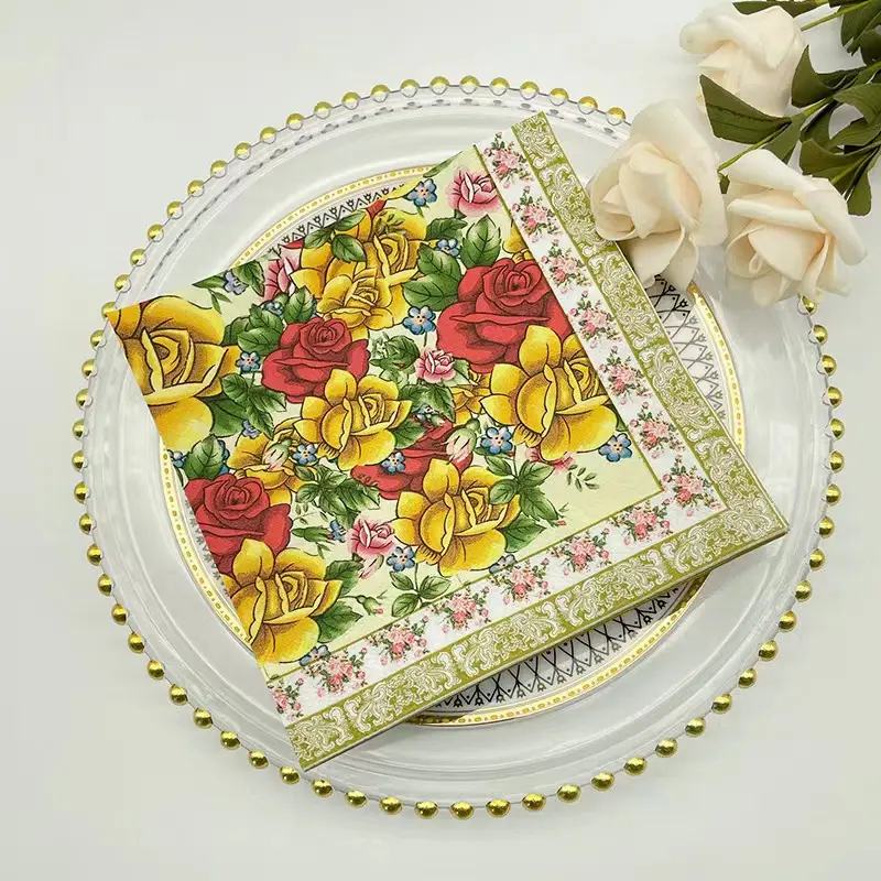 Flower napkins napkins manufacturers custom various colors pattern napkins