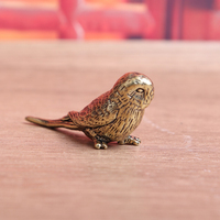 Statue de perroquet en laiton antique, figurine de canari vintage en cuivre massif, mascotte d'oiseau miniature, ornement porte-bonheur pour la richesse, décoration intérieure