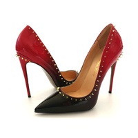 Escarpins pour femmes à talon haut, style D'Orsay, nouveau design, semelle rouge, clous noirs, respirants, à enfiler, vente en gros