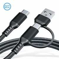 Kabel 4-in-1 Tipe-C Tipe-C Berbahan Nilon Kepang dan Paduan Aluminium 5A Pengisian Cepat Transfer Data untuk Ponsel IOS/Android dan Drive Eksternal
