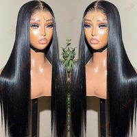 Perruques de cheveux humains lisses sans colle, fournisseur Alibaba, cheveux brésiliens vierges alignés, perruques frontales HD en dentelle pour femmes noires