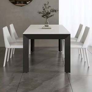 Table à manger rectangulaire moderne de haute qualité en pierre frittée noire 6 places - Product Image 1
