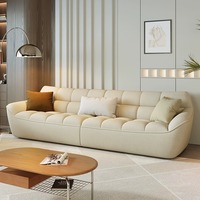 Canapé Minimaliste Moderne en Tissu Crème, Forme Ovale, Rembourré, pour Salon, Simple, Double ou Triple Place - Vente en Gros Usine