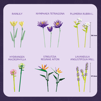 Vente en gros de briques de collection botaniques décoratives de fleuriste en plastique Bouquet de fleurs artificielles violettes Ensemble de construction pour décoration intérieure