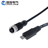 Connecteur ZLconnector IP67 étanche, contact en laiton CuZn, corps en PVC/TPU, verrouillage par vis, M12 mâle/femelle, 4/5 broches, connecteur d'alimentation/LED