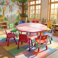 Meubles préscolaires, table et chaises rondes pour enfants, ensemble réglable pour la maternelle, salle de classe, garderie