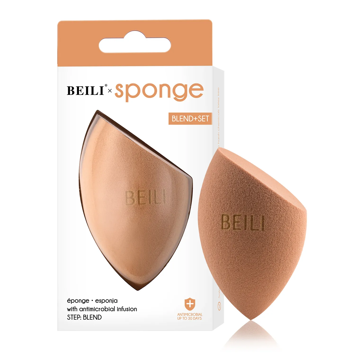 BEILI Wholesale Makeup Sponge Blender La Beauty Powder Puff Custom Logo Makeup Sponge Set Box Case Packaging