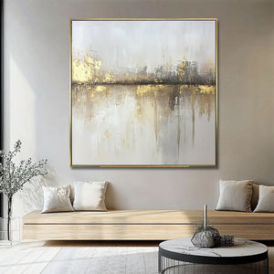 Creativo lienzo hecho a mano minimalista texturizado oro blanco pared arte decoración del hogar pintura decorativa <span class=keywords><strong>de</strong></span> lujo - Product Image 1