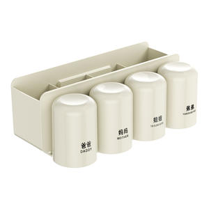 ที่วางแปรงสีฟันแบบมินิมอลพร้อมถ้วยดูดติดผนังสำหรับถ้วยน้ำยาบ้วนปากและแปรงสีฟันในห้องน้ำ ทำความสะอาดง่าย รูปทรงสี่เหลี่ยม - Product Image 1