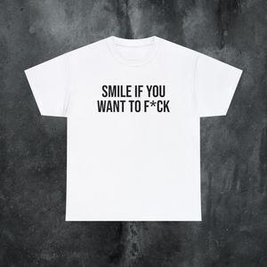 Smile If You Want To F*ck White T-shirt promozionale unisex a maniche corte con scollo rotondo per adulti - Product Image 2