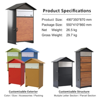 Boîte à colis autoportante en métal pour toit de maison, avec fente à lettres effet bois, verrouillable, anti-pêche, boîte aux lettres extérieure pour villa OEM ODM