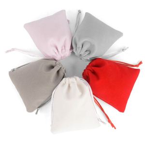 <b>Grey</b> Color Velvet Pouch for Jewelry Drawstring Bag - Product Image 1