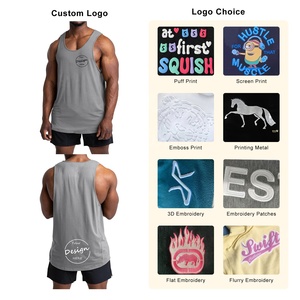 Camiseta sin mangas de gimnasio para hombre personalizada OEM de alta calidad 95% algodón peinado 5% Spandex Color sólido elástico suelto Chaleco de punto - Product Image 3