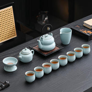 Service à thé en céramique Ru Kiln avec poignée, théière, cadeau d'affaires exquis, souvenir du Nouvel An chinois - Product Image 3