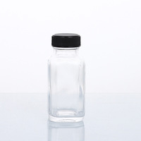 Lot de 6 bouteilles de shot de gingembre réutilisables avec couvercle, petits bocaux en verre de 2 oz 2 onces avec couvercles hermétiques, bouteilles de shot d'énergie fraîche carrées
