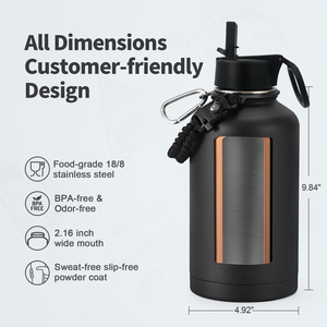 Custom 64 oz 2L Stainless Steel Eco-Friendly Modern Portable Vacuum <b>Flask</b> Large Capacity Sports Water Bottle Rope Gallon Growler - Product Image 3