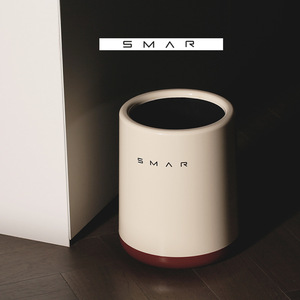 SmAR Cylindrical Trash Can Red Indoor Decorative Storage <b>Bin</b> For Home Office <b>Bathroom</b> Kitchen Living Room Bedroom - Product Image 2