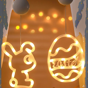 Lumière LED suspendue en forme <span class=keywords><strong>de</strong></span> <span class=keywords><strong>lapin</strong></span> avec ventouse, décoration <span class=keywords><strong>de</strong></span> fête <span class=keywords><strong>de</strong></span> Pâques pour enfants, vente chaude, décoration <span class=keywords><strong>de</strong></span> fenêtre intérieure - Product Image 1