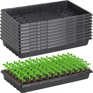 1020 plateau de graines plat épais noir Propagation sans trous en plastique plateaux de semis peu profonds plateau de culture de plantes Microgreen