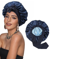 SOLPOP Bonnet de nuit en satin double couche réversible avec nœud en ruban pour femme, bonnet de sommeil avec bande élastique