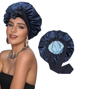 SOLPOP <span class=keywords><strong>Bonnet</strong></span> de <span class=keywords><strong>nuit</strong></span> en <span class=keywords><strong>satin</strong></span> double couche réversible avec nœud en ruban pour femme, <span class=keywords><strong>bonnet</strong></span> de sommeil avec bande élastique - Product Image 6