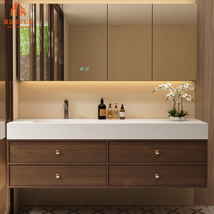 ชุดโต๊ะเครื่องแป้งในห้องน้ำอลูมิเนียมกันน้ำพร้อมอ่างล้างหน้าเซรามิก-100% กันสนิมน้ำหนักเบาแต่แข็งแรงดีไซน์ทันสมัย - Product Image 2