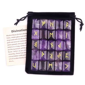 Hot Sales Natural Amethyst Runestone <strong>Witch</strong> Rune Healing Stones <strong>Alphabet</strong> Runic Divination Set for Meditation Decoration - Product Image 3