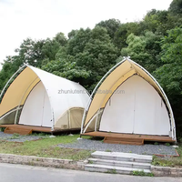Tente de glamping hôtelier 4*6 en tissu PVC, installation rapide, pour toutes les saisons, avec salle de bain, idéale pour le camping en resort.