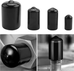 Embouts ronds en caoutchouc Protecteurs flexibles de filetage en vinyle Manchon en caoutchouc Embouts de boulon noir pour <span class=keywords><strong>tube</strong></span> métallique Boulon de tige - Product Image 5