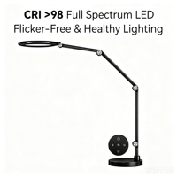 LED-Schreibtischlampe mit Touch-/Fernbedienungs-Dimmfunktion/Farbwechsel, Metall, faltbar, AC-betrieben, augenschonend, verstellbar für Studenten, Lesen, Schreiben, Malen, Design