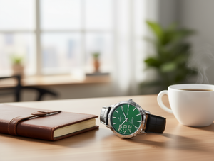 Orologio da Uomo Zilch 42mm in Acciaio Inossidabile con Cinturino in Pelle, Movimento al Quarzo Analogico-Digitale, Display Data, Stile Elegante - Product Image 2