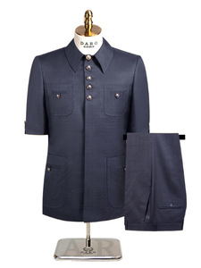 Completi Formali da Uomo per Cene <span class=keywords><strong>Eleganti</strong></span>, Outfit per Feste Quotidiane, Moda Maschile Slim Fit, Blazer a Maniche Corte e <span class=keywords><strong>Pantaloni</strong></span>, Set 2 Pezzi - Product Image 2