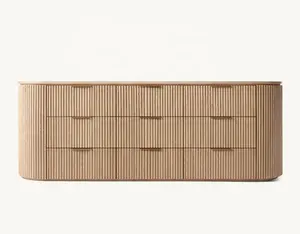 modern contemporary solid oak wooden byron 9 drawer storage tall dresser for bedroom furniture