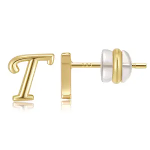 2022 Fashion 26 Letter Earrings Simple Shine Gold Plated Earrings Delicate Initial Stud Earrings for Women
