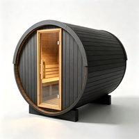 Cabine de sauna infrarouge en bois noir sur mesure OEM, sauna sec en bois de pruche, sauna sec extérieur rond