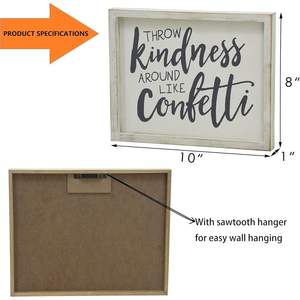 ป้ายไม้ Parisloft ข้อความ "Throw Kindness Around Like Confetti" ขนาด 10x8 นิ้ว กรอบสีขาวล้าง ตกแต่งผนังสไตล์โมเดิร์นฟาร์มเฮาส์ - Product Image 3