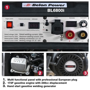 Generador de Soldadura a Gasolina BELON POWER en Stock, Voltaje de Soldadura 230V, Ciclo de Trabajo 50%, 50Hz, Tanque de Combustible 10L - Product Image 6