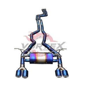 Échappement Catback VORTEX de luxe Grade 5 Ti Valvetronic pour F80 M3/F82 M4 3.0T S55 2014-2018 avec X-Pipe 1.2mm d'épaisseur en titane brûlé - Product Image 1