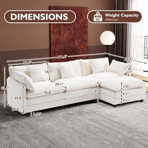 Ensemble de canapé modulaire en forme de L compressé sous vide, tissu crème moderne, utilisation en <span class=keywords><strong>appartement</strong></span> et en hôtel, rembourrage en éponge, réglable - Product Image 6
