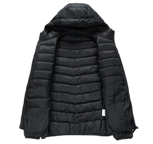 Veste en duvet de canard 90% à 2 couches pour homme Couleur kaki vert <span class=keywords><strong>noir</strong></span> Veste en duvet d'extérieur légère avec capuche Taille M à 4XL - Product Image 4