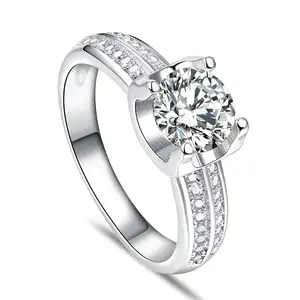 Sun Star新款纯银925珠宝戒指实验室钻石镀金女士订婚结婚戒指