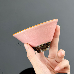 Taza de té cónica de cerámica Ru Ware con patrón de grietas de hielo para degustación de té Kung Fu, origen Dehua - Product Image 3