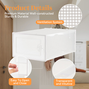 12 Pack Clear <b>Plastic</b> Shoe Storage <b>Boxes</b> Stackable Shoe Organizer with Lids for Closet & Entryway - Product Image 2