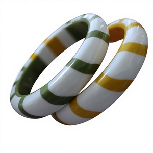 Nuevo Juego de Brazaletes de Resina Clásicos Rojos, Blancos y Negros, Diseño Circular, Forma Redonda, Joyería de Moda, Elegante, Regalo para Mujer, Fiesta - Product Image 5