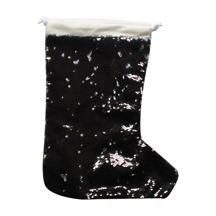 Рождество праздник Вечерние Партии Декоративные Пользовательские размер Санта черный блёстки рождественские носки