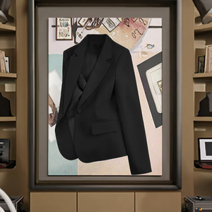 2025 automne hiver haute qualité décontracté petit costume veste Beige blanc à manches longues haut imprimé tricoté affaires <span class=keywords><strong>Blazer</strong></span> court - Product Image 4
