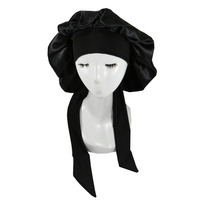 Bonnet de nuit en satin de soie personnalisé avec logo, avec long lien élastique, bandeau de douche, vente en gros, bonnet de sommeil, enveloppe pour tresses